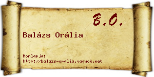 Balázs Orália névjegykártya